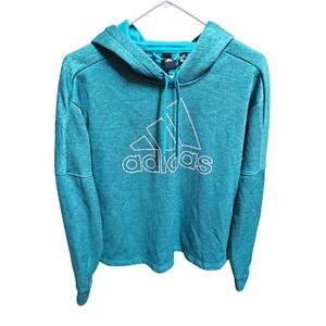 Adidas Hoodie Sweatshirt  Girls XL Teal Big Logo Athletic Pullover